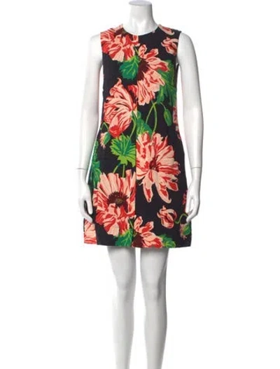 Pre-owned Stella Mccartney Floral Print Mini Dress In Black