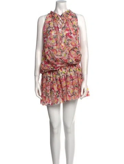 Pre-owned Stella Mccartney Floral Print Mini Dress In Neutral