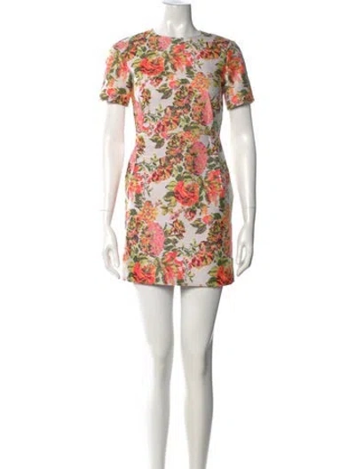 Pre-owned Stella Mccartney Floral Print Mini Dress In White