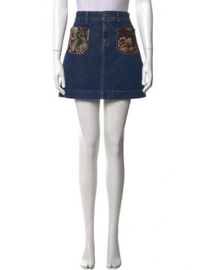 Pre-owned Stella Mccartney Floral Print Mini Skirt In Blue