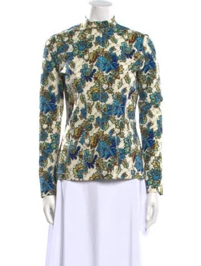 Pre-owned Stella Mccartney Floral Print Mock Neck Blouse In Multi