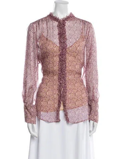 Pre-owned Stella Mccartney Floral Print Mock Neck Blouse In Multi