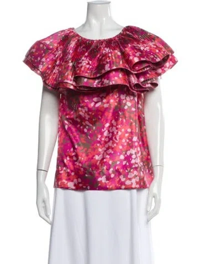 Pre-owned Stella Mccartney Floral Print Off-the-shoulder Top In Red