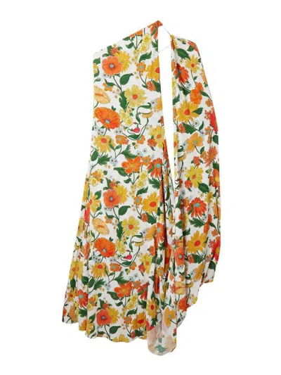 Stella Mccartney Floral Print One-shoulder Long Dress In Multicolour