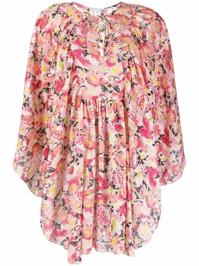 Stella Mccartney Floral-print Organic-cotton Kaftan In Pink