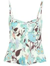 Stella Mccartney Floral-print Cropped Top In Green