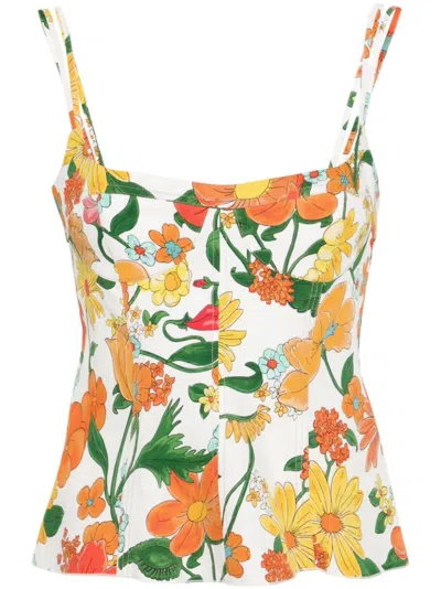 Stella Mccartney Floral-print Peplum Top In Multicolor