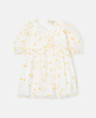 Stella Mccartney Kids' Floral Print Puff Sleeve Dress In White