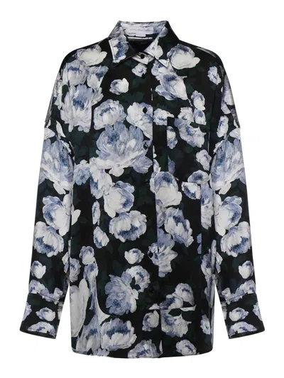 Stella Mccartney Floral Print Satin Blouse In Black