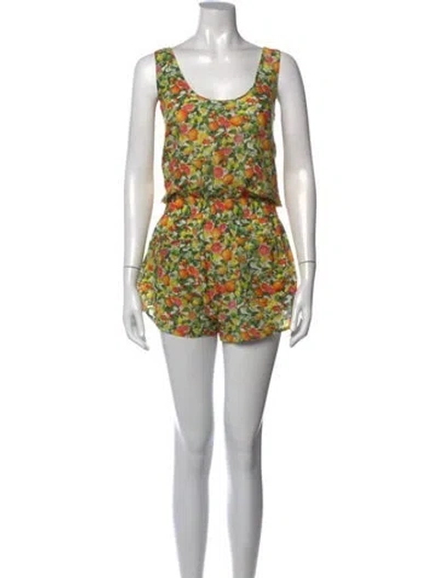 Pre-owned Stella Mccartney Floral Print Scoop Neck Romper In Green/orange/yellow