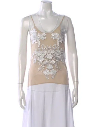 Pre-owned Stella Mccartney Floral Print Scoop Neck Top In Neutral