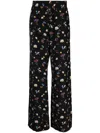 Stella Mccartney Floral-print Silk Trousers In Black