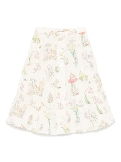 Stella Mccartney Kids' Floral-print Skirt In Neutrals