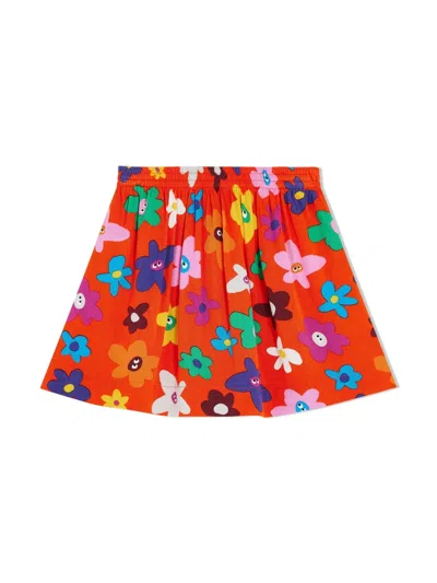 Stella Mccartney Kids' Floral-print Slip-on Skirt In Red