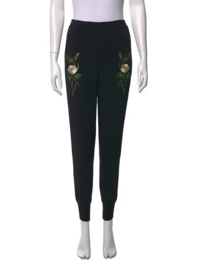 Pre-owned Stella Mccartney Floral Print Straight Leg Pants In Black