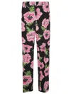Stella Mccartney Wide-leg Trousers With Poppy Floral Pattern In Pink/black