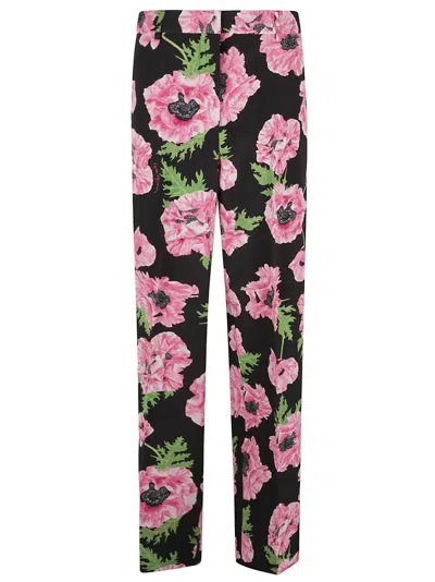 Stella Mccartney Floral Print Straight-leg Pants In Black