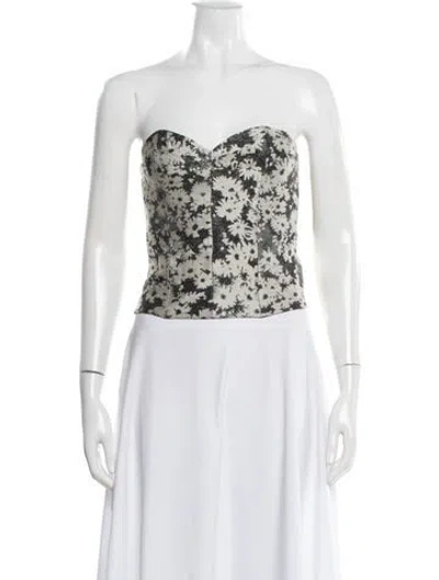 Pre-owned Stella Mccartney Floral Print Strapless Top In White