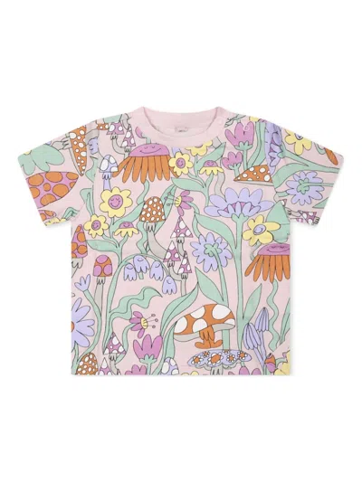 Stella Mccartney Babies' Floral-print T-shirt In Rosa