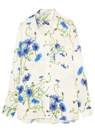 Stella Mccartney Floral Print Textured Satin Shirt In Multi