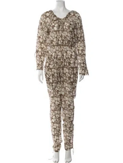 Pre-owned Stella Mccartney Floral Print Tie Neck Jumpsuit In Multicolor