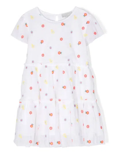 Stella Mccartney Kids' Floral-print Tiered Dress In White