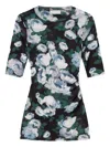 Stella Mccartney Floral Three-quarter-sleeve Mesh Top In Multi