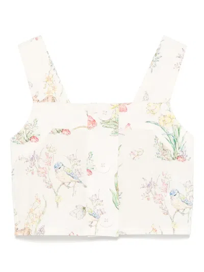 Stella Mccartney Kids' Floral-print Top In Neutrals