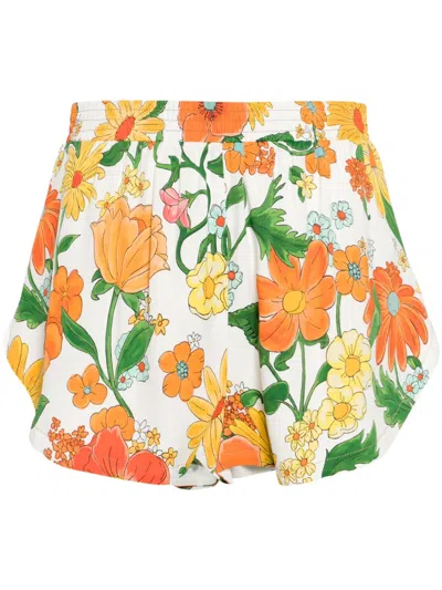 Stella Mccartney Floral-print Track Shorts In Orange
