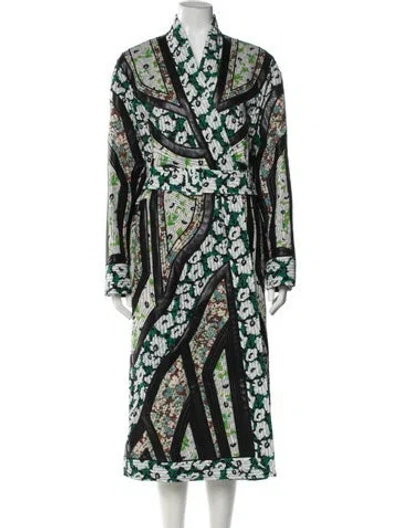 Pre-owned Stella Mccartney Floral Print Trench Coat W/ Tags In Green