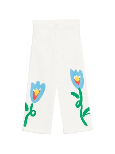 Stella Mccartney Kids' Floral-print Trousers In White