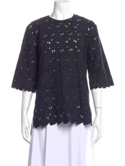 Pre-owned Stella Mccartney Floral Print V-neck Blouse In Black