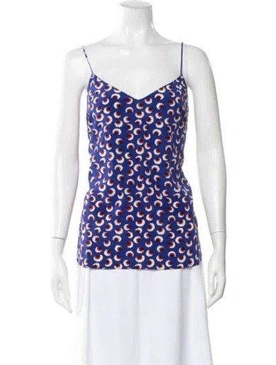 Pre-owned Stella Mccartney Floral Print V-neck Top In Blue