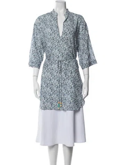 Pre-owned Stella Mccartney Floral Print V-neck Tunic In Blue