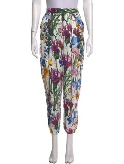 Pre-owned Stella Mccartney Floral Print Wide Leg Pants In White