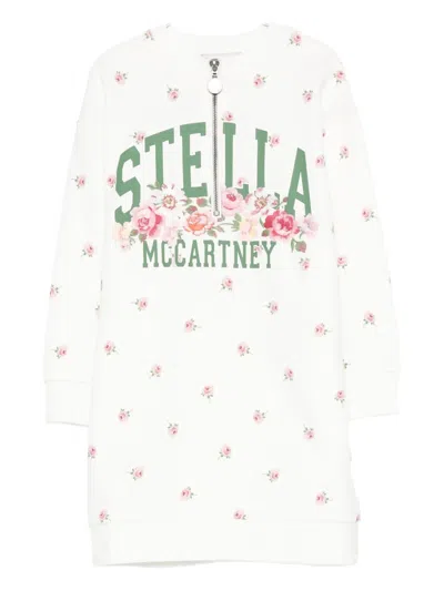 Stella Mccartney Kids' Floral-print Zip-front Dress In White