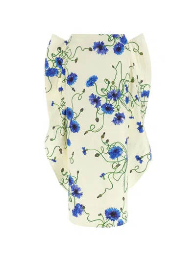 Stella Mccartney Floral Ruffled Midi Skirt In Neutral