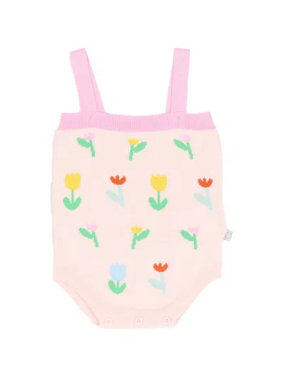 Stella Mccartney Babies' Floral Strap Bodysuit In Pink