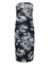 Stella Mccartney Mesh Strapless Dress Floral Pattern Ruching In Multi