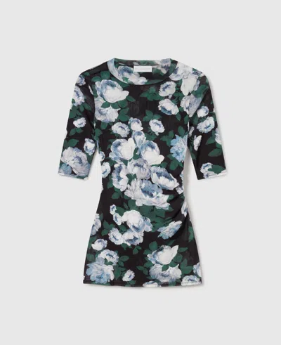 STELLA MCCARTNEY FLORAL THREE-QUARTER-SLEEVE MESH TOP