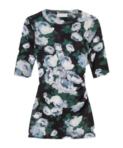 STELLA MCCARTNEY FLORAL THREE-QUARTER-SLEEVE MESH TOP