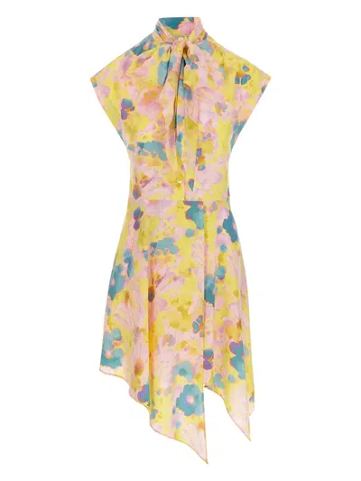 Stella Mccartney Floral Tie Dress In Yellow