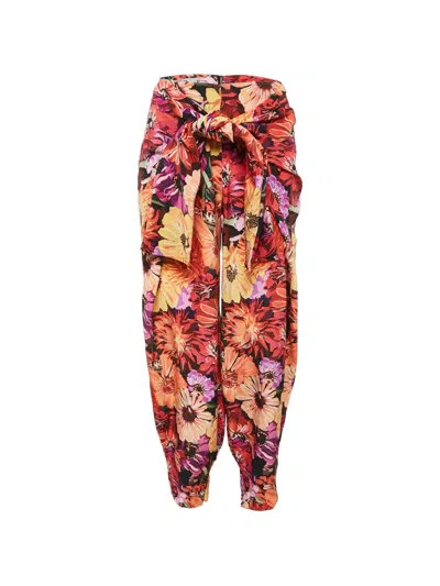 Pre-owned Stella Mccartney Floral Tie Trousers In Red