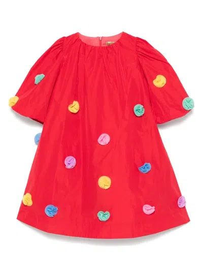 Stella Mccartney Kids' Floral Tulle-inserts Dress In Red