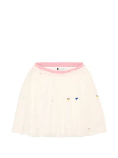 Stella Mccartney Floral-embroidered Tulle Skirt In Neutral