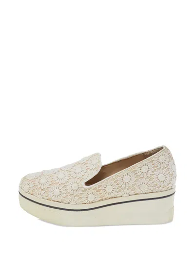 Pre-owned Stella Mccartney Floral-lace Slip-on Sneakers In Neutral