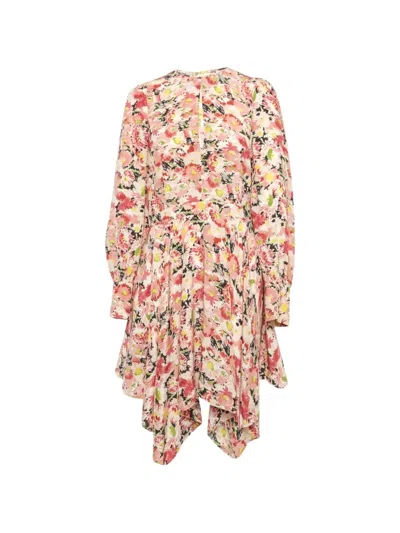 Pre-owned Stella Mccartney Floral-print Mini Dress In Neutral