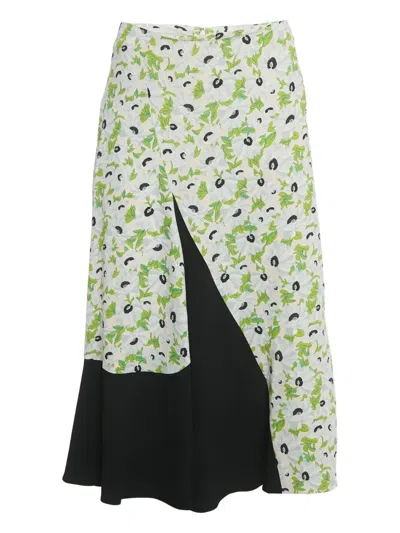 Pre-owned Stella Mccartney Florentina Floral-print Midi Skirt In Green