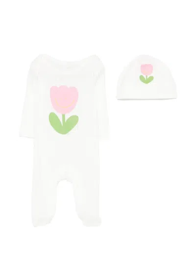Stella Mccartney Babies' Flower-detail Rompers Set In White