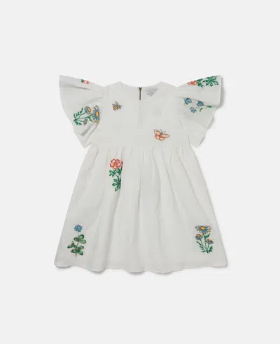 Stella Mccartney Flower Embroidered Cap-sleeve Dress In Cream
